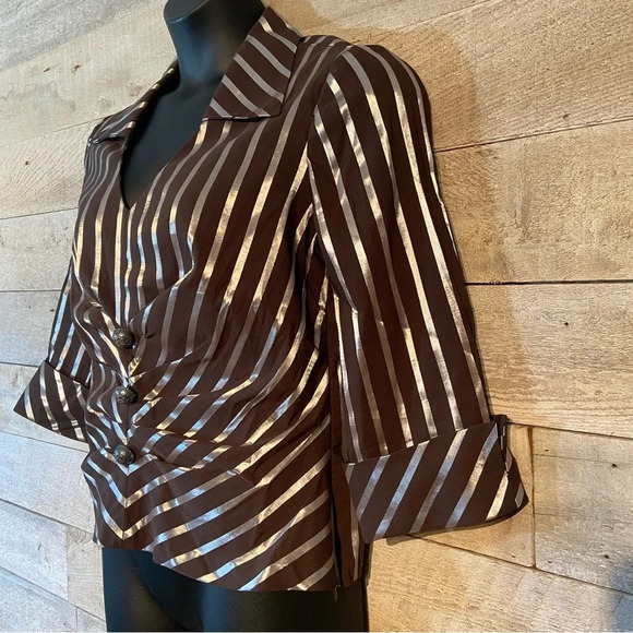 Joseph Ribkoff ‎ women’s brown striped fitted blouse - Picture 2 of 10